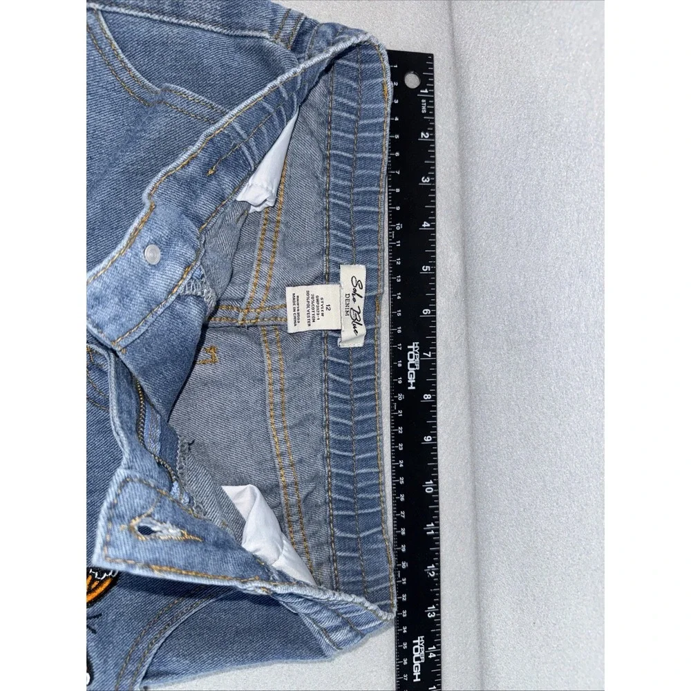 Soho Blue Demin Jeans, Girls size 12, wide leg, butterfly, Cargo pockets